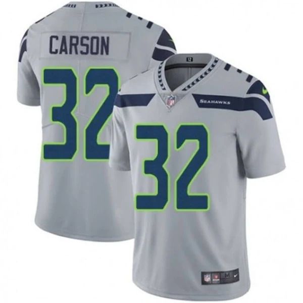 Men Seattle Seahawks 32 Chris Carson Nike Grey Vapor Limited NFL Jersey